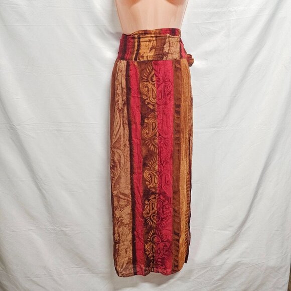 Max Mara Burnout Wrap Midi Skirt Women Size 12 Viscose/Linen - Picture 2 of 13